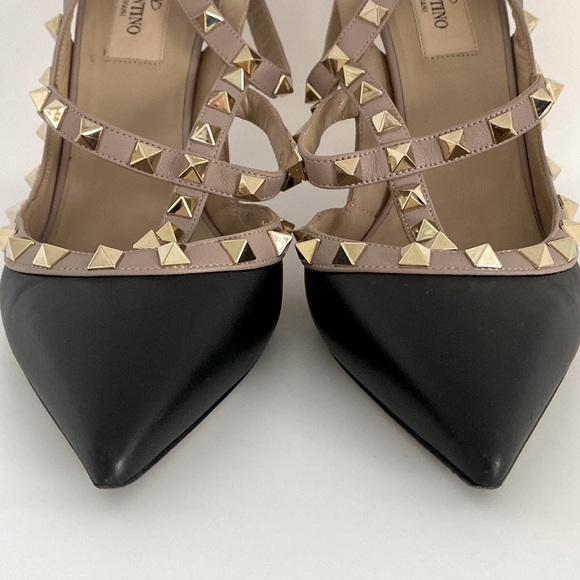 Valentino Rockstud Leather Sling Back Shoes Heels - Picture 14 of 15